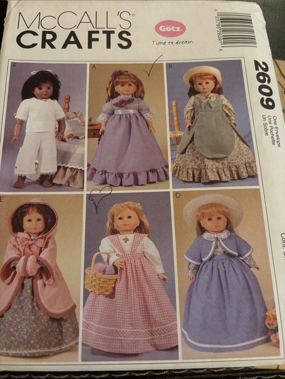 McCalls Patterns for 18" dolls Victorian-style outfits